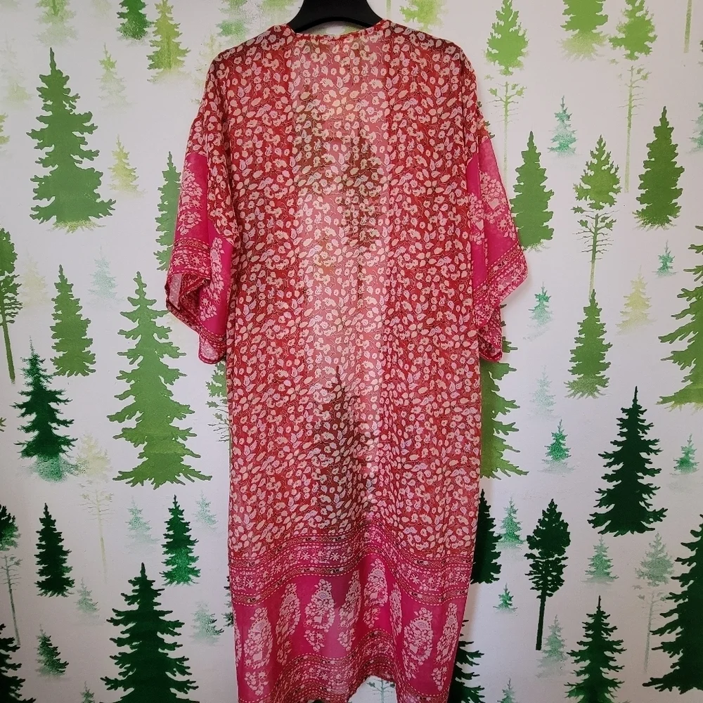 New A.n.a. Sheer Floral Wrap  Open Duster.